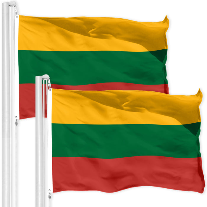 Lithuania Lithuanian Flag 3x5 Ft 2-Pack Printed 150D Polyester