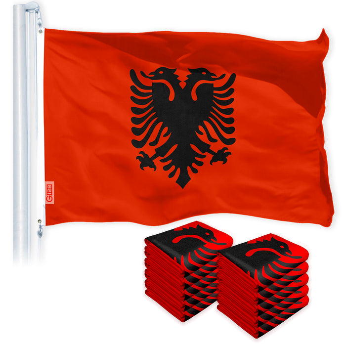 G128 10 Pack: Albania Albanian Flag 3x5 Ft Printed 150D Polyester