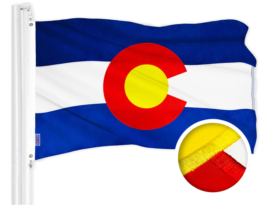 G128 Combo Pack: American USA Flag 4x6 Ft & Colorado CO  4x6 Ft | Both ToughWeave Series Embroidered Polyester, Embroidered Design, Indoor/Outdoor, Brass Grommets