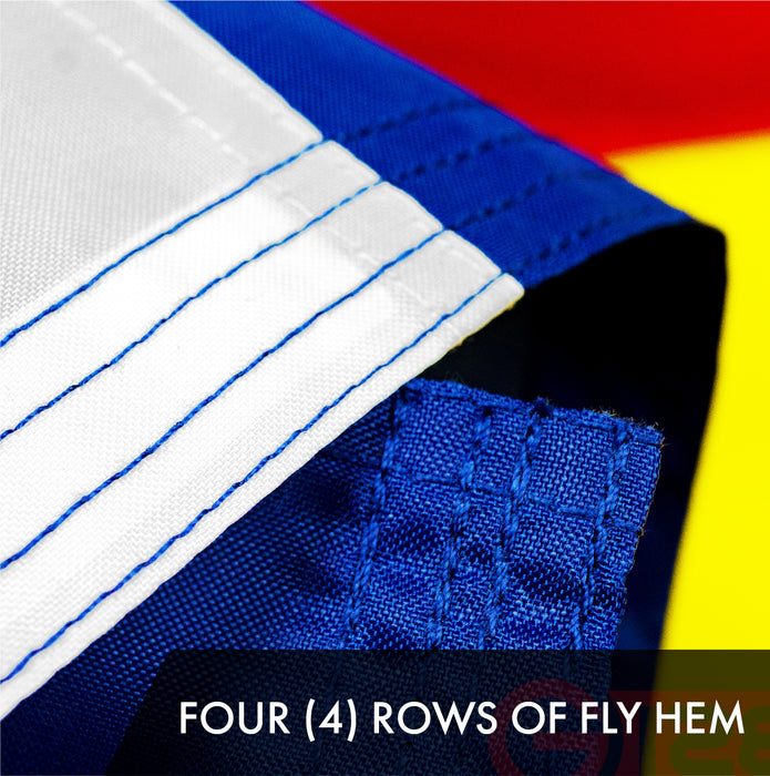 G128 Combo Pack: American USA Flag 2x3 Ft & Colorado CO  2x3 Ft | Both ToughWeave Series Embroidered Polyester, Embroidered Design, Indoor/Outdoor, Brass Grommets