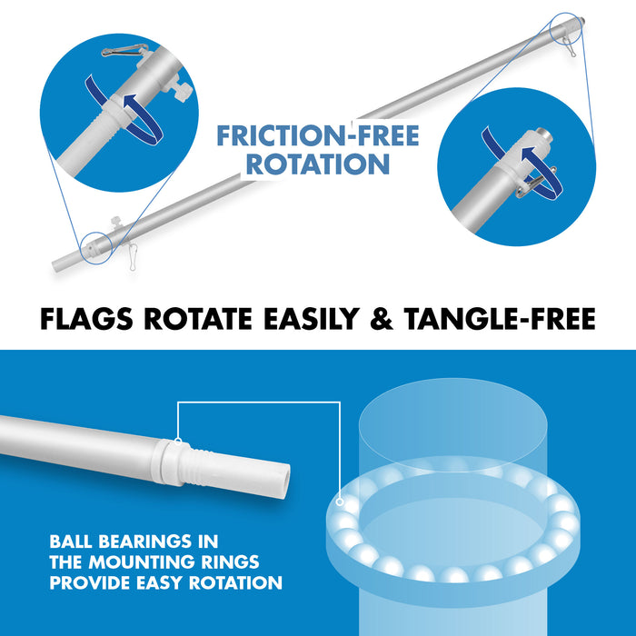 Flag Pole 6FT Silver Tangle Free & India Indian Flag 3x5 Ft Combo Printed 150D Polyester By G128