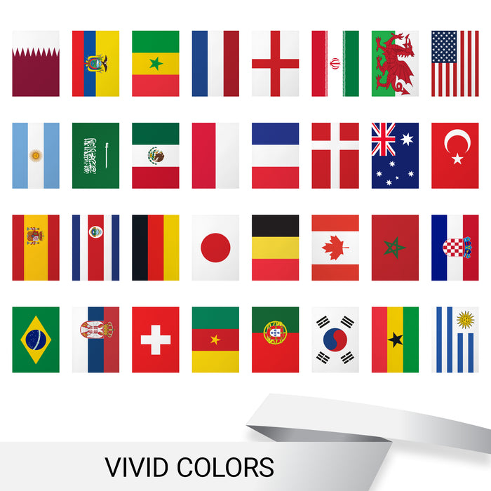 G128 2022 World Cup Bunting Banner | Flag 8.2 x 5.5 Inch, Full String 33 Feet  | LiteWeave Pro Series Printed 150D Poly | String Flag Decor for Fan Club Party, Soccer Events, World Cup Fan Celebration