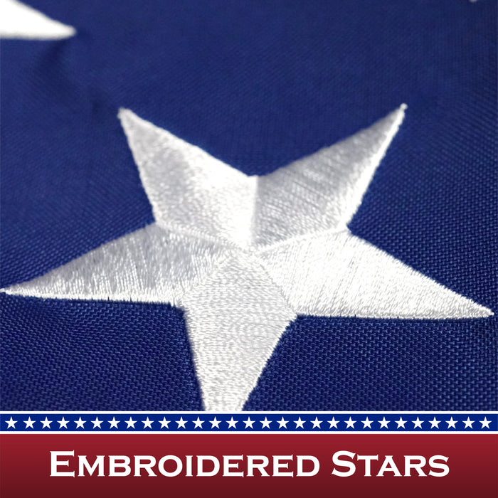 G128 American USA Flag | 1x1.5 Ft | Pole Sleeve ToughWeave Series, Embroidered 210D Polyester Stars and Sewn Stripes