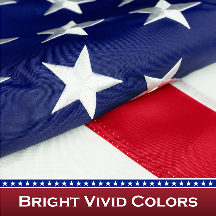 G128 American USA Flag | 1x1.5 Ft | Pole Sleeve ToughWeave Series, Embroidered 210D Polyester Stars and Sewn Stripes