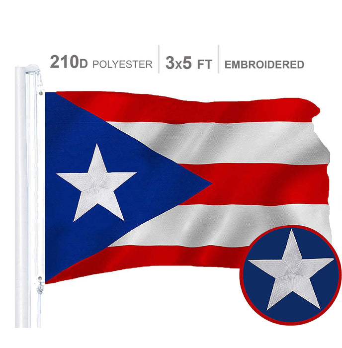 Puerto Rico (Puerto Rican) Flag 300D Embroidered Polyester 3x5 Ft