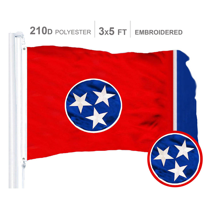 Tennessee State Flag 300D Embroidered Polyester 3x5 Ft